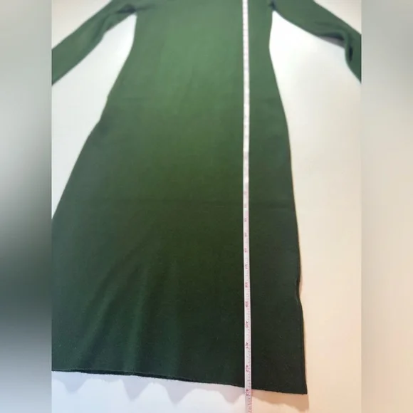 NWT Midi Knitted Ribbed Turtleneck Bodycon Sweater Dress Green Size M/L - Picture 4 of 13